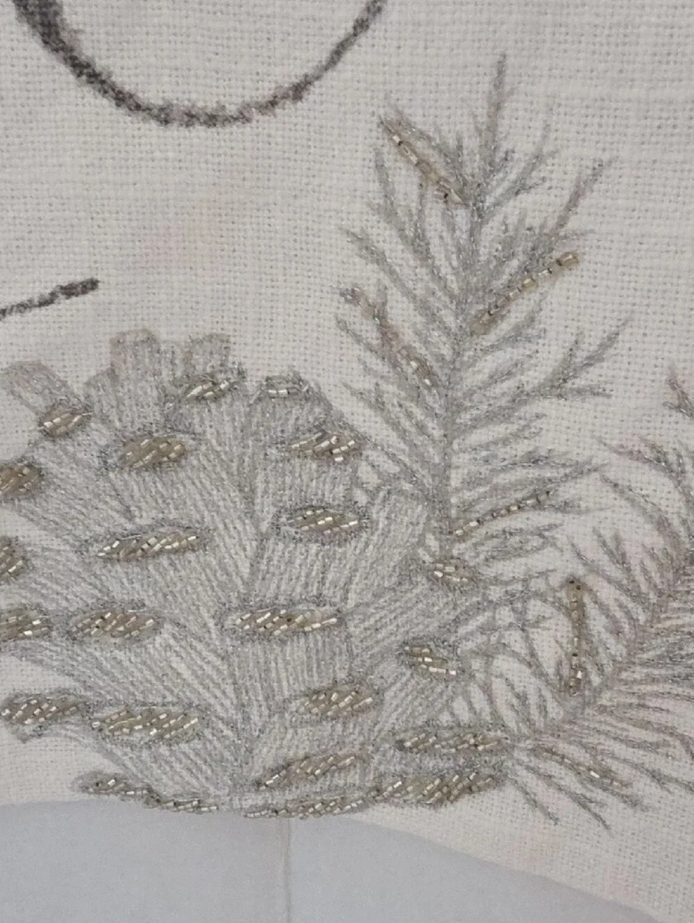 Pottery Barn NWT White Sliver Gray 'Winter Wonderland' Holiday Pillow Cover